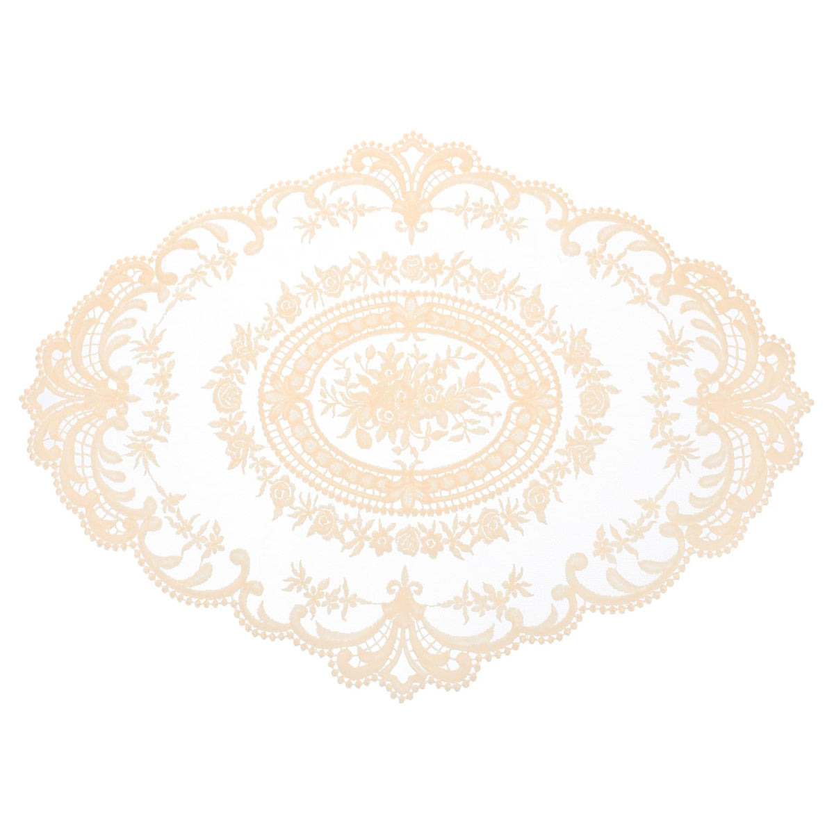 uxcell Retro Lace Placemat 16x22-in Oval Embroidered Table Place Mats French Crochet Doilies Coasters Cup Mat for Home Wedding, Pure White