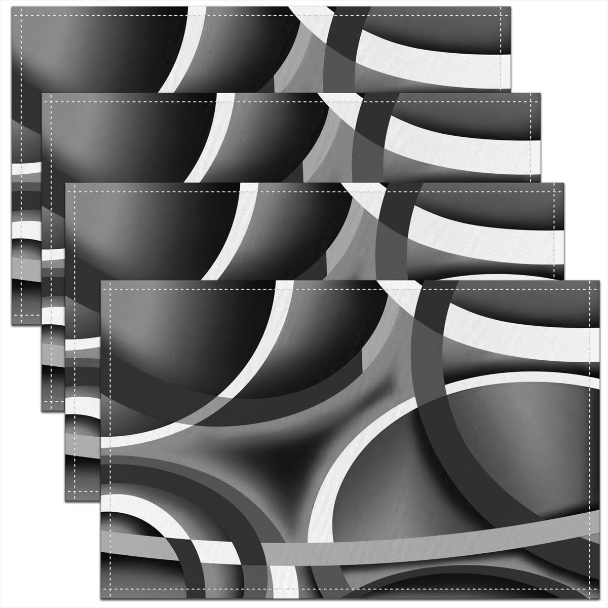 3D Abstract Design Place Mats Red Black Gray White Irregular Pattern Placemats for Teens Adults Men Modern Simple Style Kitchen Mats for Dining Table Set of 4 12x18 Inch