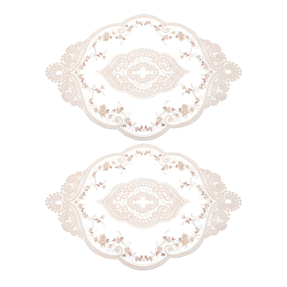 uxcell 2Pack Retro Lace Placemat 12x17-in Oval Embroidered Table Place Mats French Crochet Doilies Coasters Cup Mat for Home Wedding, Red