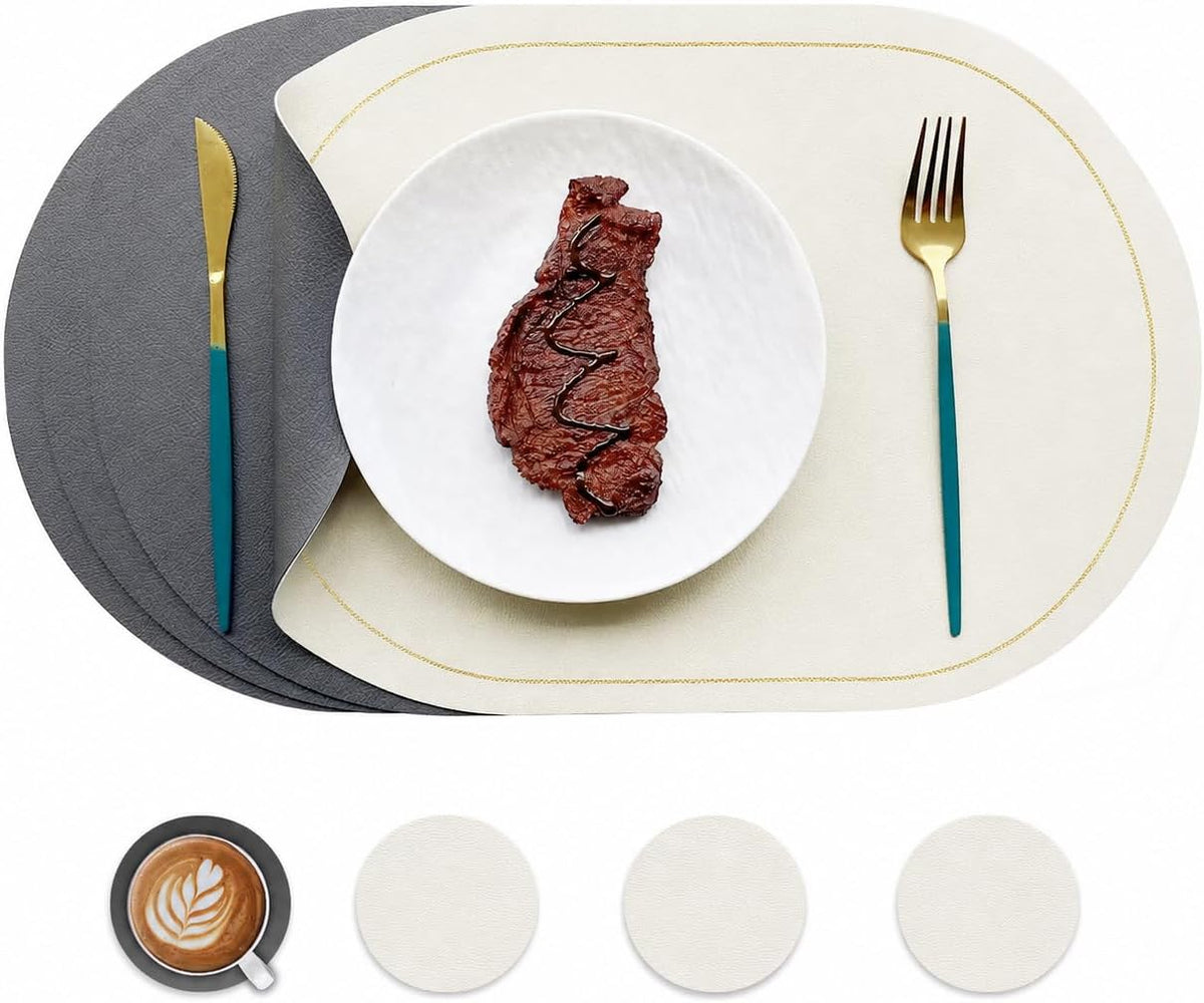 Placemats Set of 4, 12x17 Inch Wipeable Waterproof Heat-Resistant Place Mat