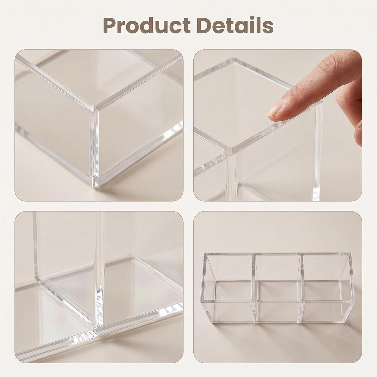 3 Section Utensil Holder for Party, Acrylic Clear Plastic Cutlery Organizer