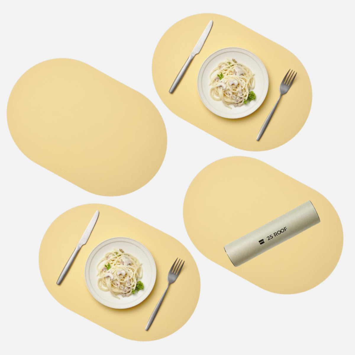 Oval Silicone Placemats – Heat Resistant, Waterproof, Easy to Clean Non-Slip Modern Dining Table Mats – Premium Leather Textured Japandi Kitchen Decor, Chifon Beige, 4, Without Coasters