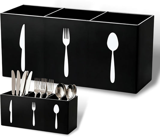 Cutlery Storage Organizer,Countertop Knife Spoon Fork Organizer Kitchen 3 Section Tableware Storage Box