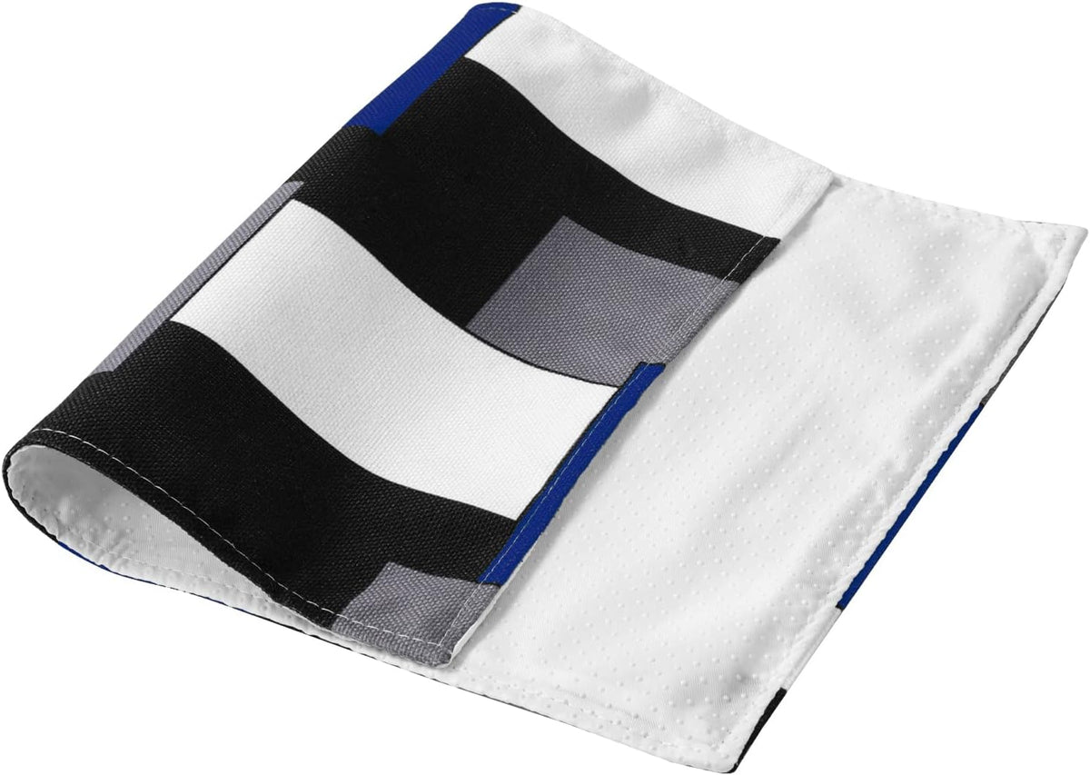 Blue Grey Black White Placemats Set of 4,Geometric Square Table Place Mats Waterproof Burlap Washable Dining Placemats for Home Kitchen Decorations (Blue Black, 12" Wx18 L)