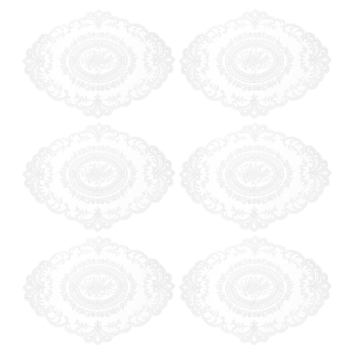 uxcell 6Pack Retro Lace Placemat 12x16-in Oval Embroidered Table Place Mats French Crochet Doilies Coasters Cup Mat for Home Wedding, Sapphire Blue