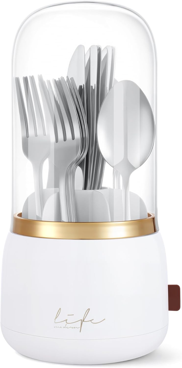 EXIN DECHEN Silverware Organizer with Lid,Silverware Holder,Utensil Holder
