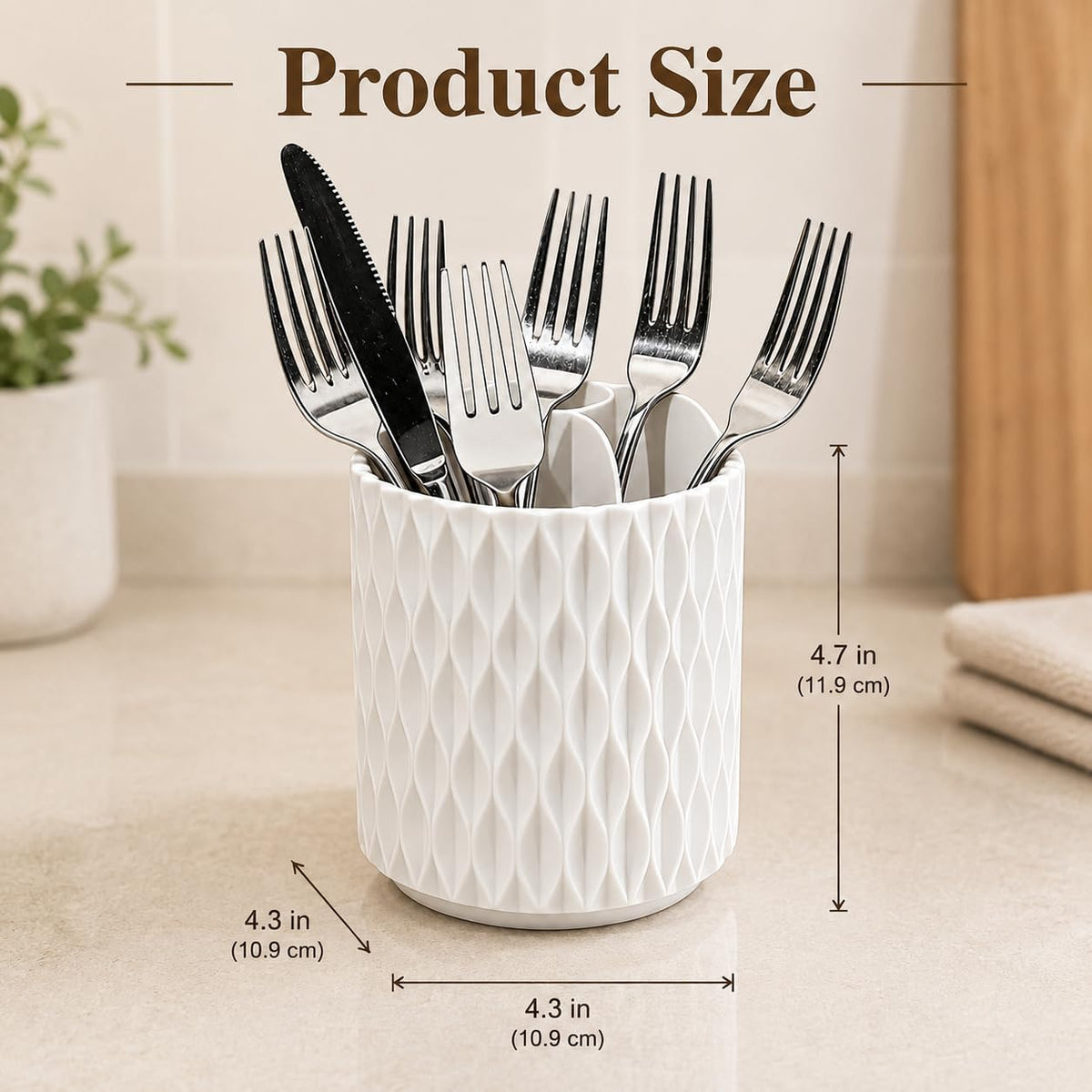 360° Rotating silverware holder for countertop with 4 Slots Utensil Holder