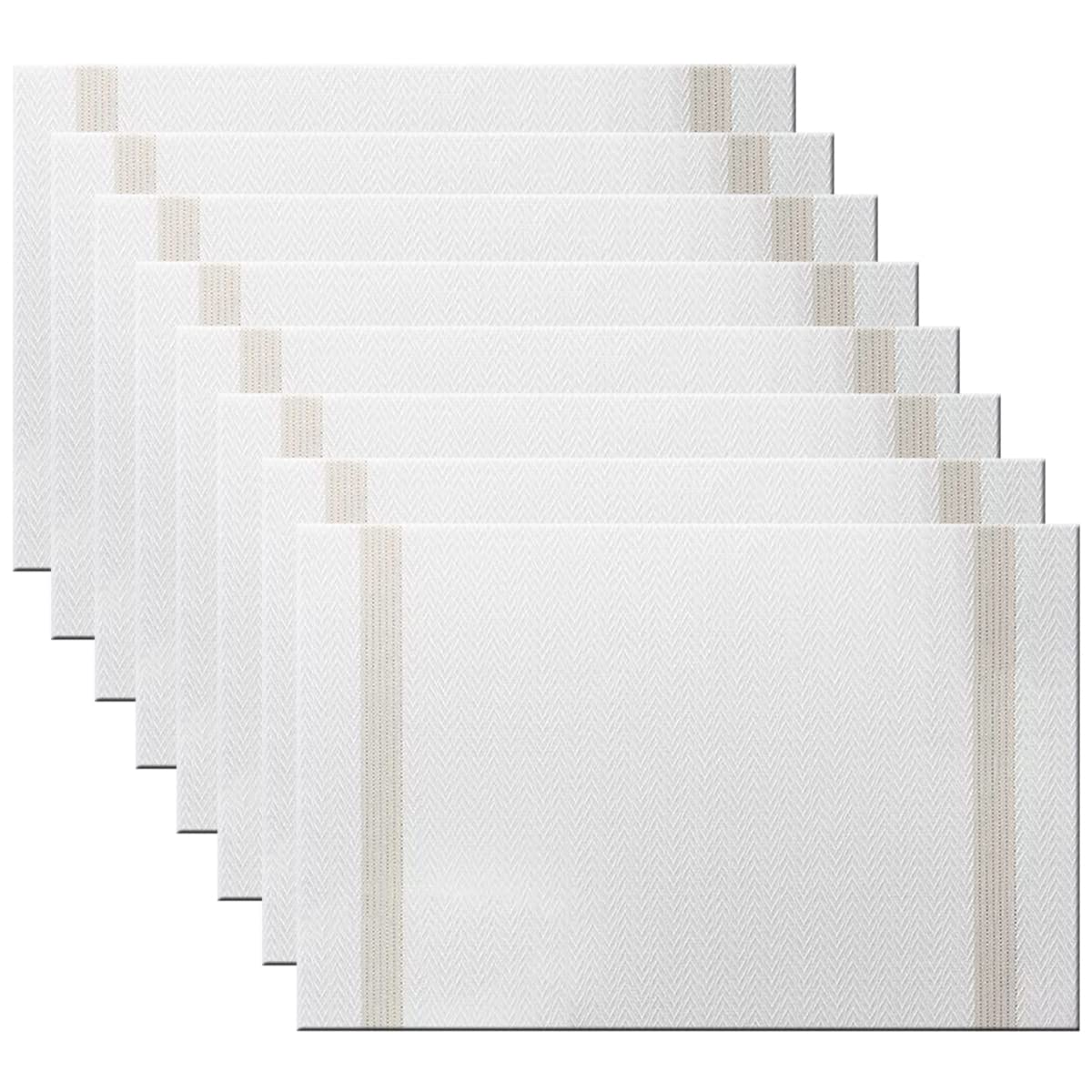 PIGCHCY Beige Placemats Set of 4 Vinyl PVC Durable Place Mats for Dining Table,Heat Resistant Non-Slip Woven Tabel Mats (18x12 inches, Beige)