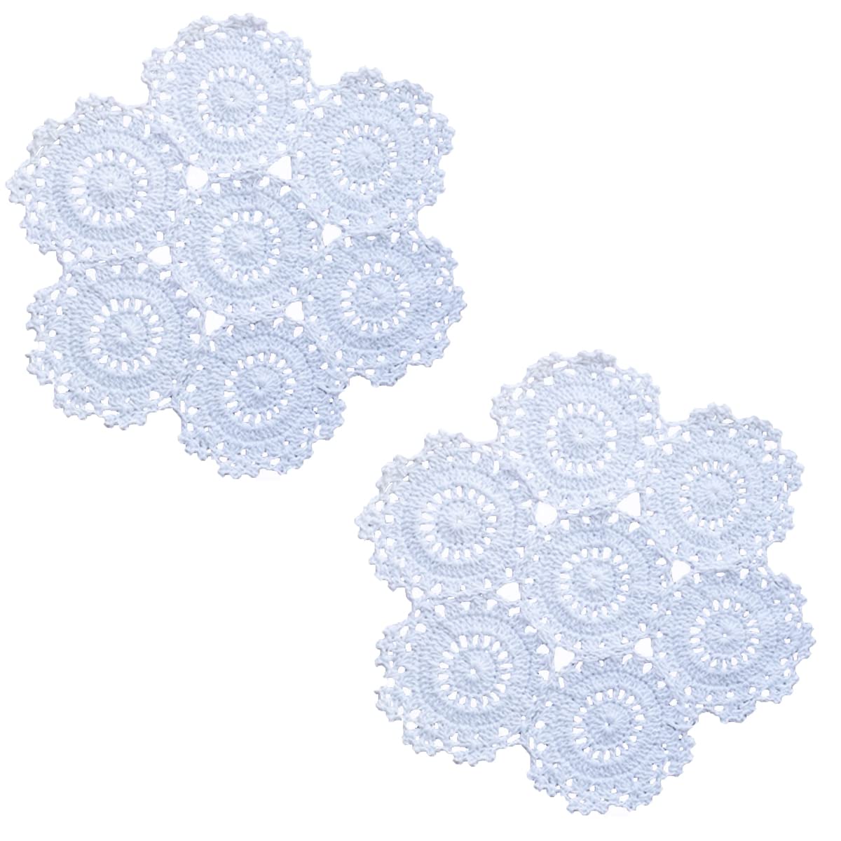 2PCS 10 Inch Sunflower Crochet Place Mats Lace Doilies Coasters Handmade Round Spliced Sunflower Table Cup Mats Easter Mother's Day Decoration,Red