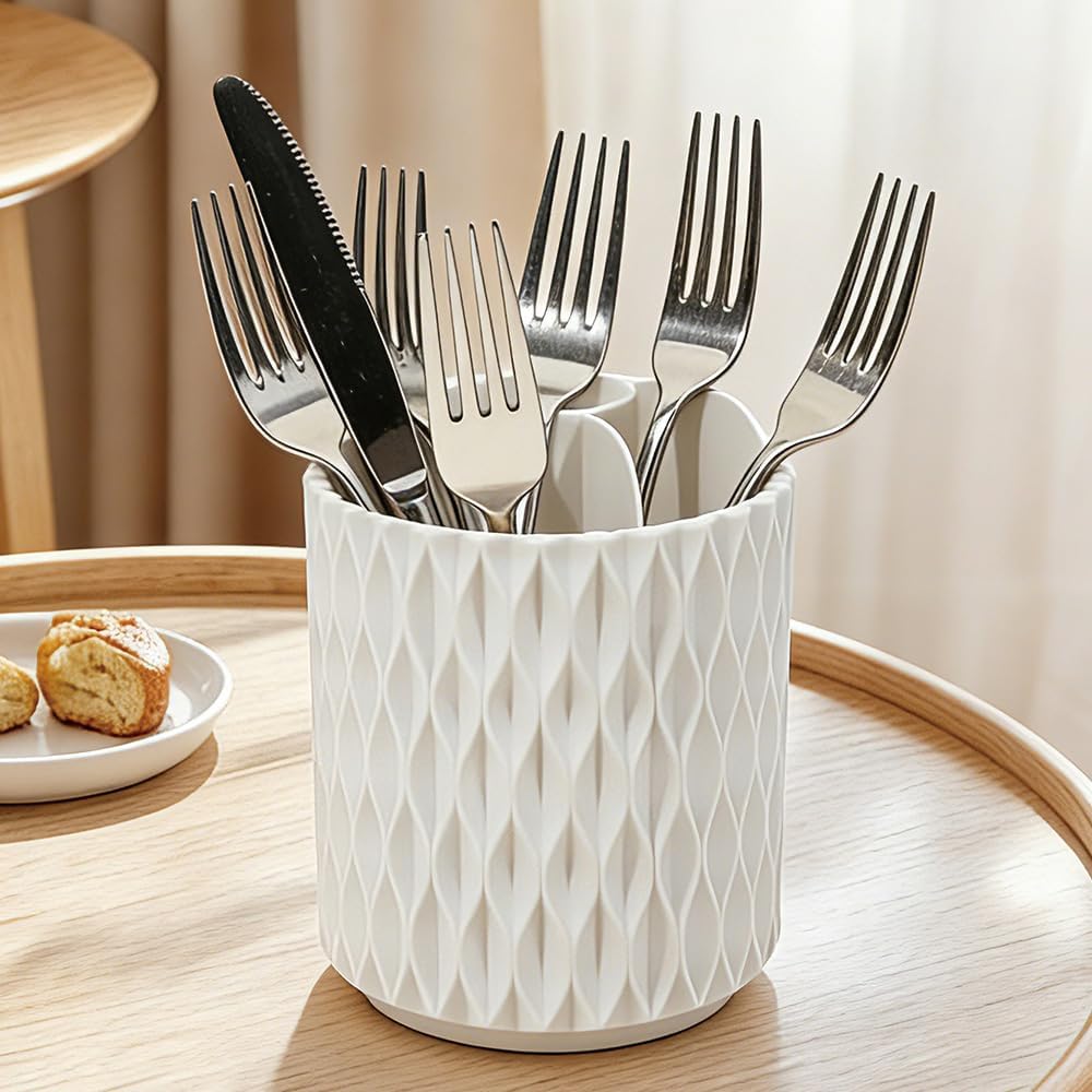 360° Rotating silverware holder for countertop with 4 Slots Utensil Holder