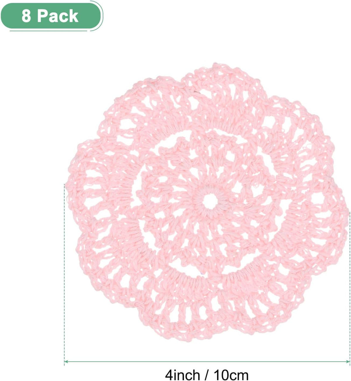 M METERXITY 8pcs Handmade Crochet Coasters 4"/10cm Round Light Pink