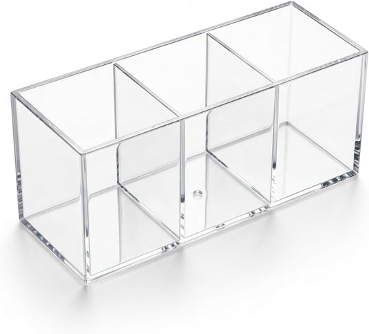 3 Section Acrylic Cutlery Organizer Countertop Utensil Holder