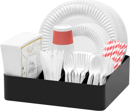 Lifewit Paper Plate Organizer Kitchen Countertop Party, Silverware Caddy
