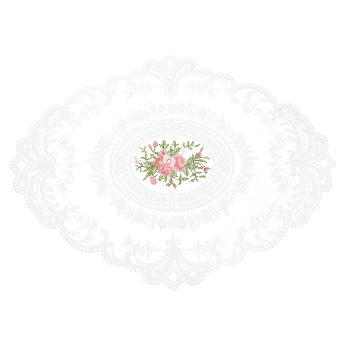 uxcell Retro Lace Placemat 16x22-in Oval Embroidered Table Place Mats French Crochet Doilies Coasters Cup Mat for Home Wedding, Pure White