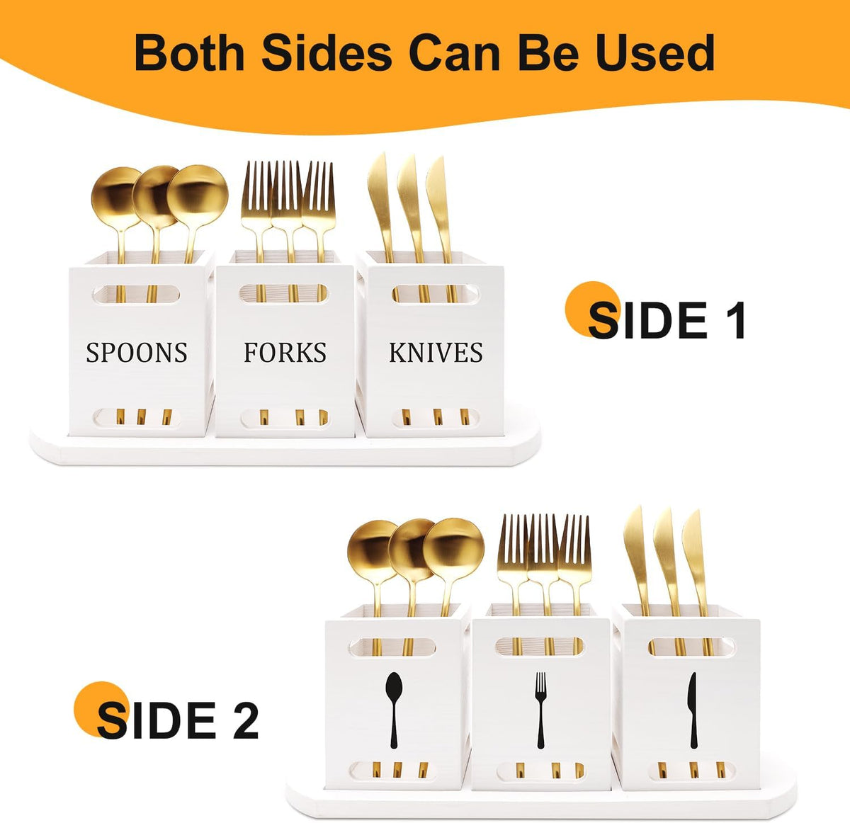 Wooden Flatware Silverware Caddy for Party Cutlery Utensil Holder Counter
