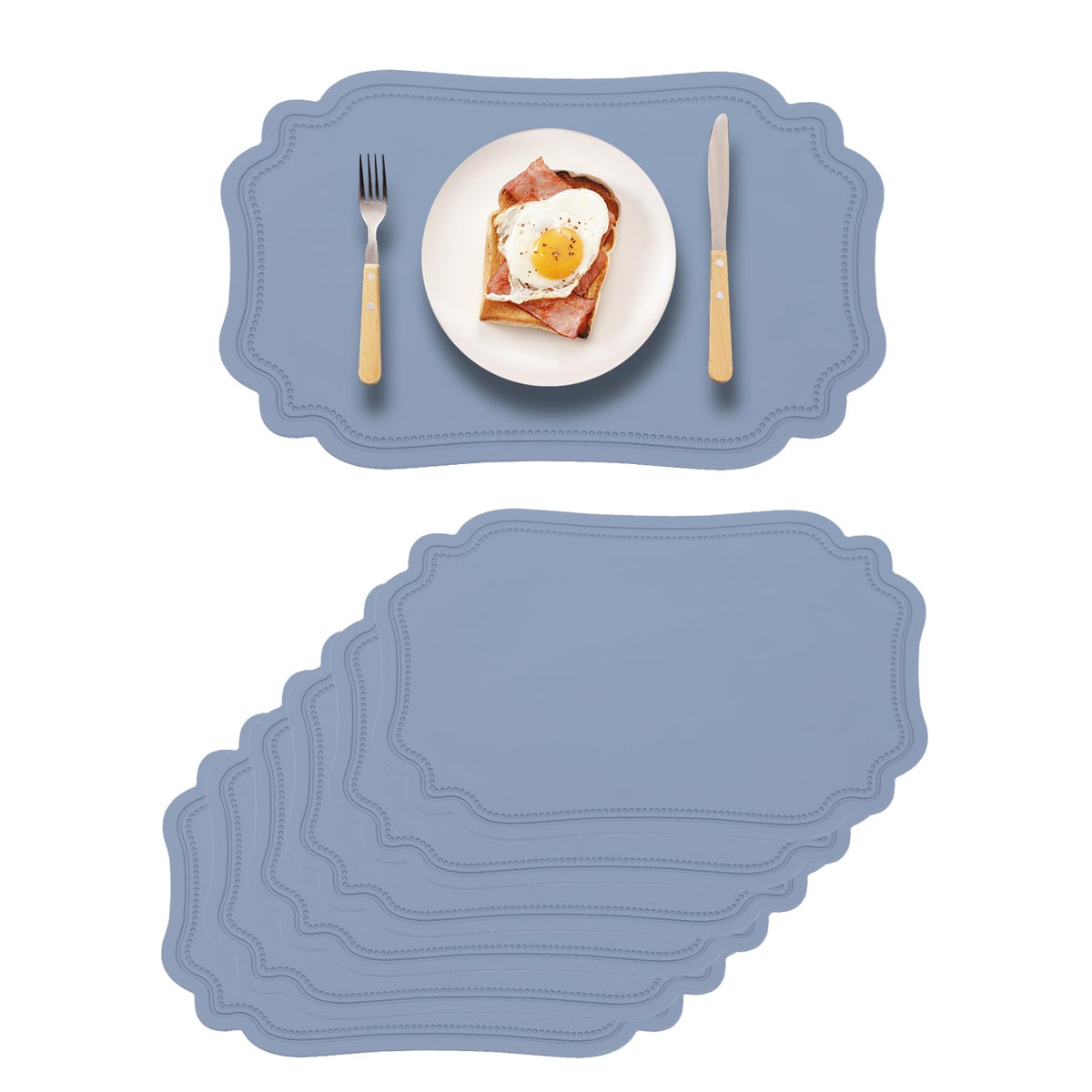 Black Placemats Indoor Set 6,Faux Leather Table Mat Waterproof