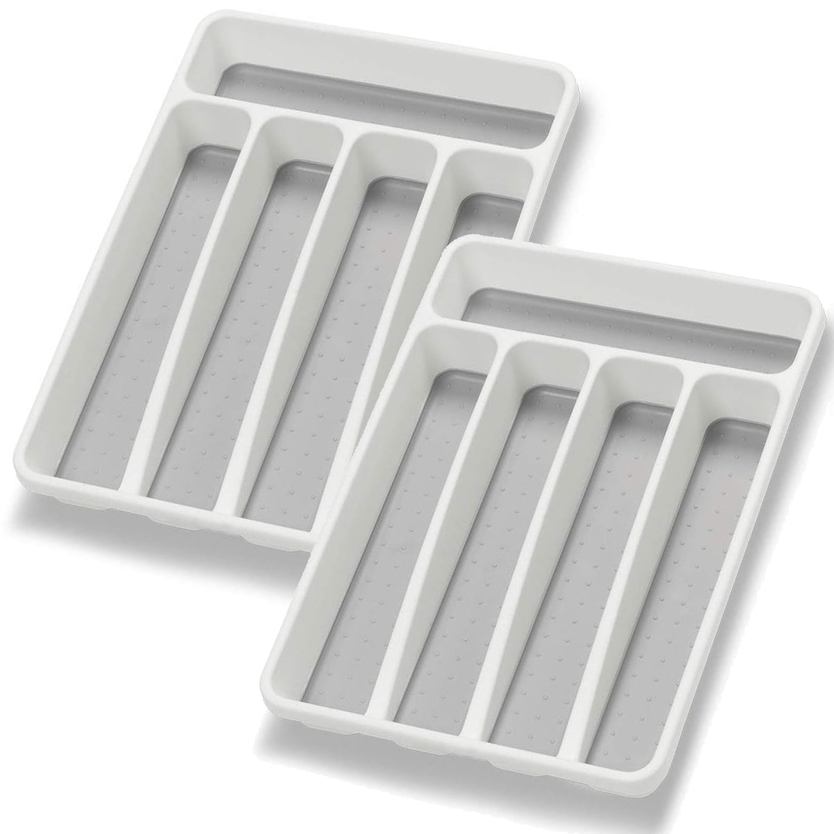 Loyareal Silverware Organizer Utenisl Organizer Holder Kitchen Drawer Organizer Plastic Silverware Tray for Drawer Flatware Organizer 5 Compartment White