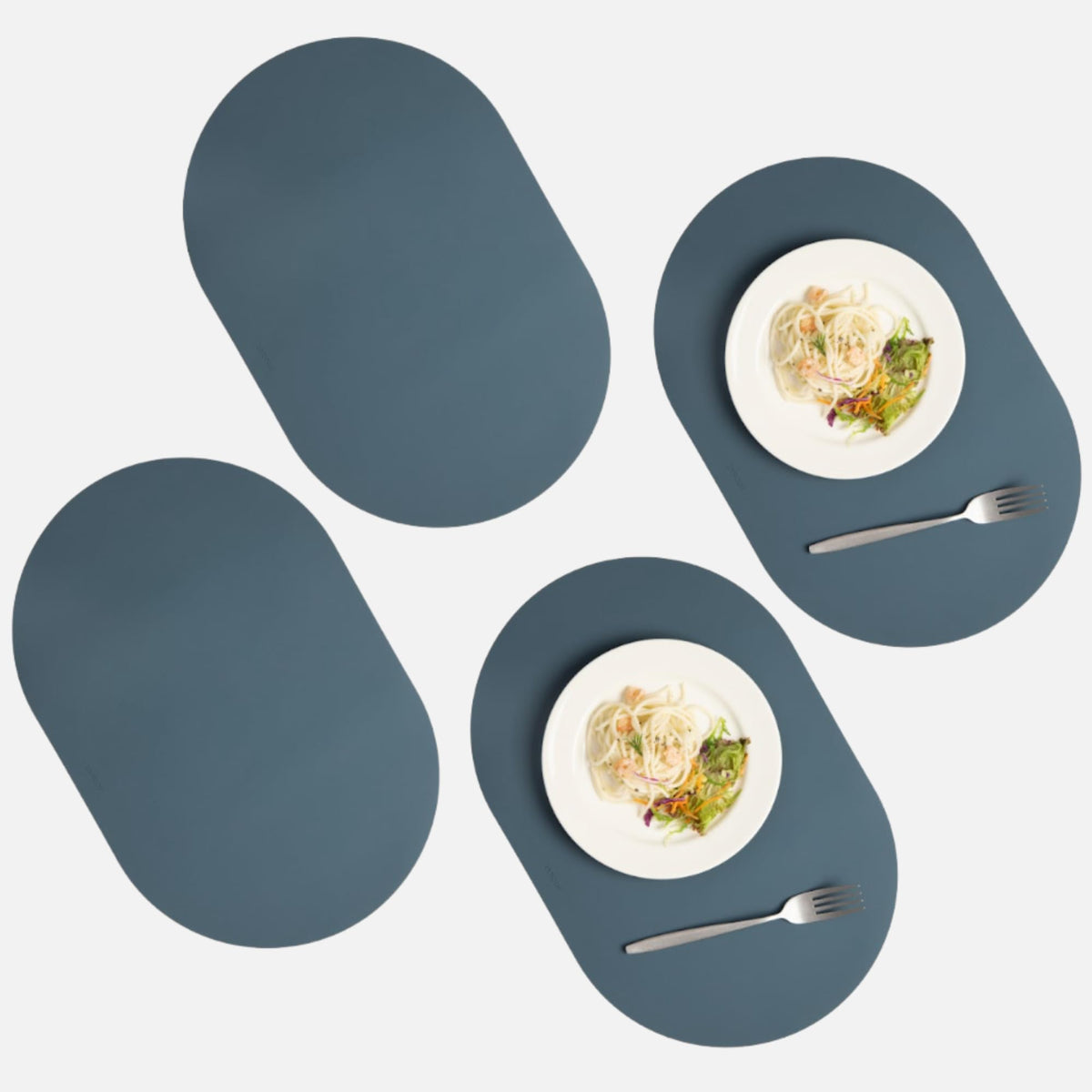 Oval Silicone Placemats – Heat Resistant, Waterproof, Easy to Clean Non-Slip Modern Dining Table Mats – Premium Leather Textured Japandi Kitchen Decor, Chifon Beige, 4, Without Coasters