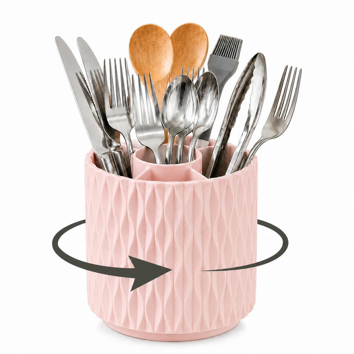 360° Rotating silverware holder for countertop with 4 Slots Utensil Holder