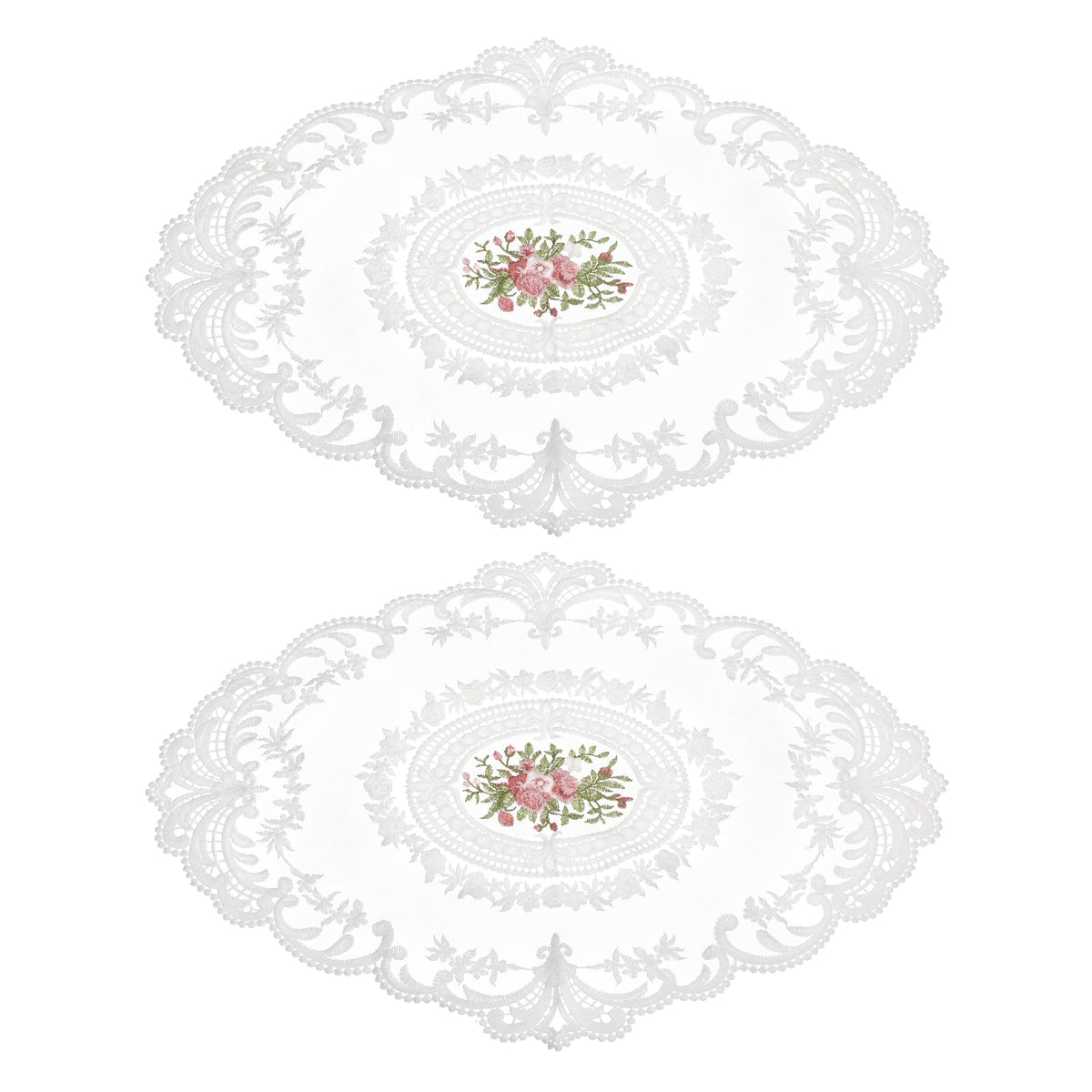 uxcell Retro Lace Placemat 12x16 Oval Embroidered Table Place 2Pack Gray