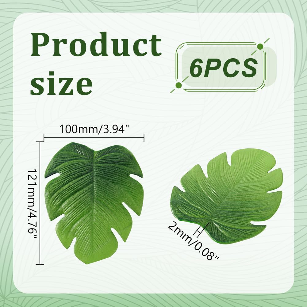 AHANDMAKER 6 PCS Green Monstera Leaves Coasters Jungle Plant Coasters Imitation Plants Coasters for Drinks Coffee Place Mats for Housewarming Home Decor