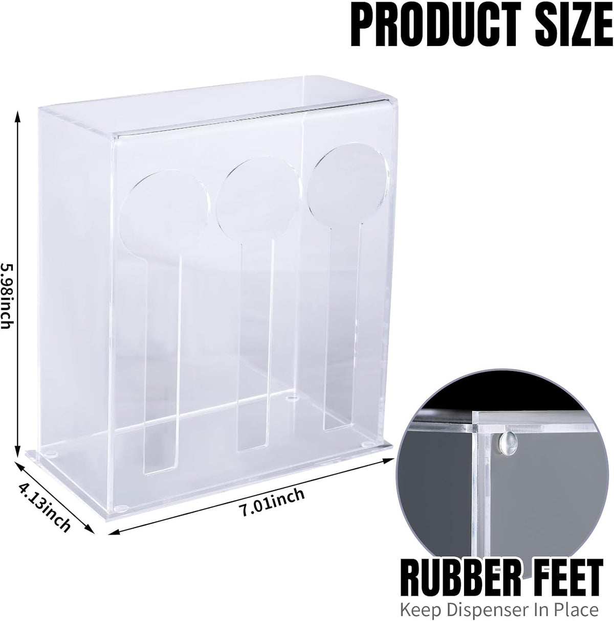 Vesici Plastic Utensil Dispenser Utensil Holder, 3 Compartment, Clear