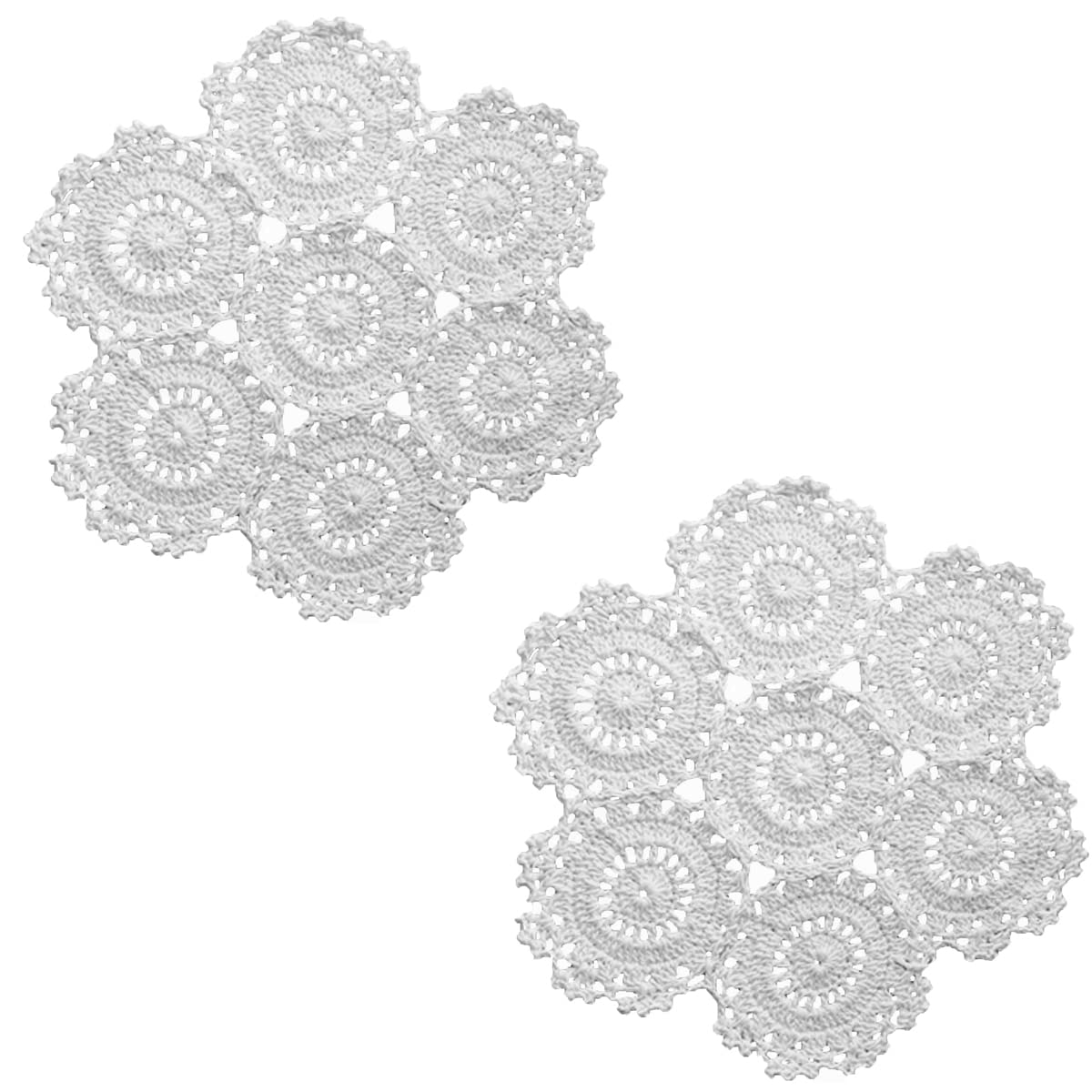 2PCS 10 Inch Sunflower Crochet Place Mats Lace Doilies Coasters Handmade Round Spliced Sunflower Table Cup Mats Easter Mother's Day Decoration,Red