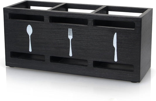 Wooden Silverware Caddy for Party Cutlery Utensil Holder Organizer Counter