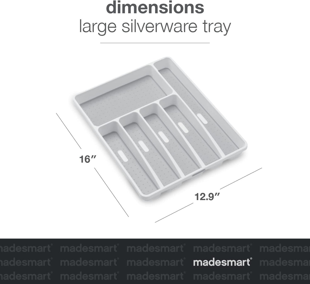 madesmart Classic 6 Compartment Silverware Tray, White