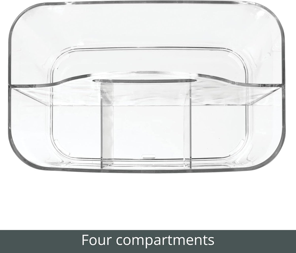 mDesign Plastic Cutlery Storage Organizer Caddy Bin Tote with Handle - Kitchen Cabinet Divided Pantry Basket for Forks, Knives, Spoons, Napkins, Indoor/Outdoor Use, Lumiere Collection, Clear