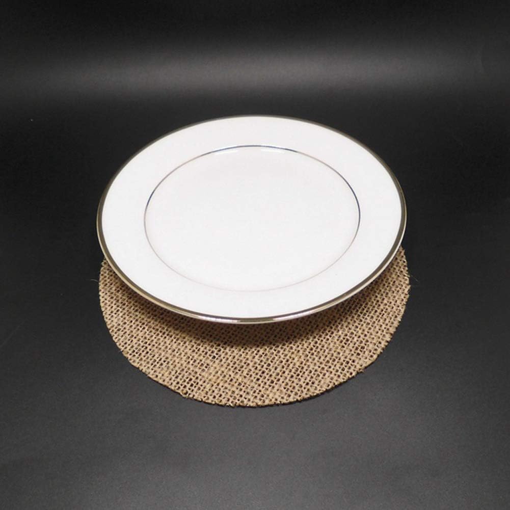 12Pcs Rustic Burlap Linen Doilies Mat Round Placemats Cup Mat Coaster Table Decorations for Wedding Holiday Home Party Dining Table, 6 Iinches