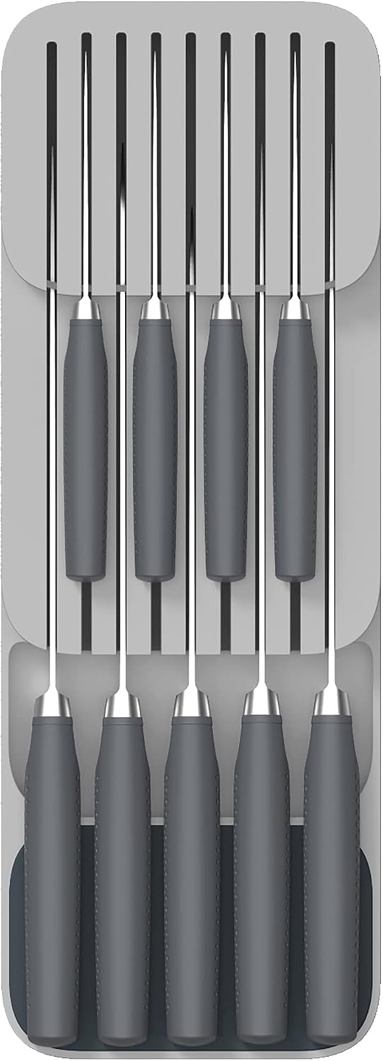 Joseph Joseph DrawerStore Knife Organizer, holds up to 9 knives, Kitchen Organization & Drawer Storage – Compact, Gray