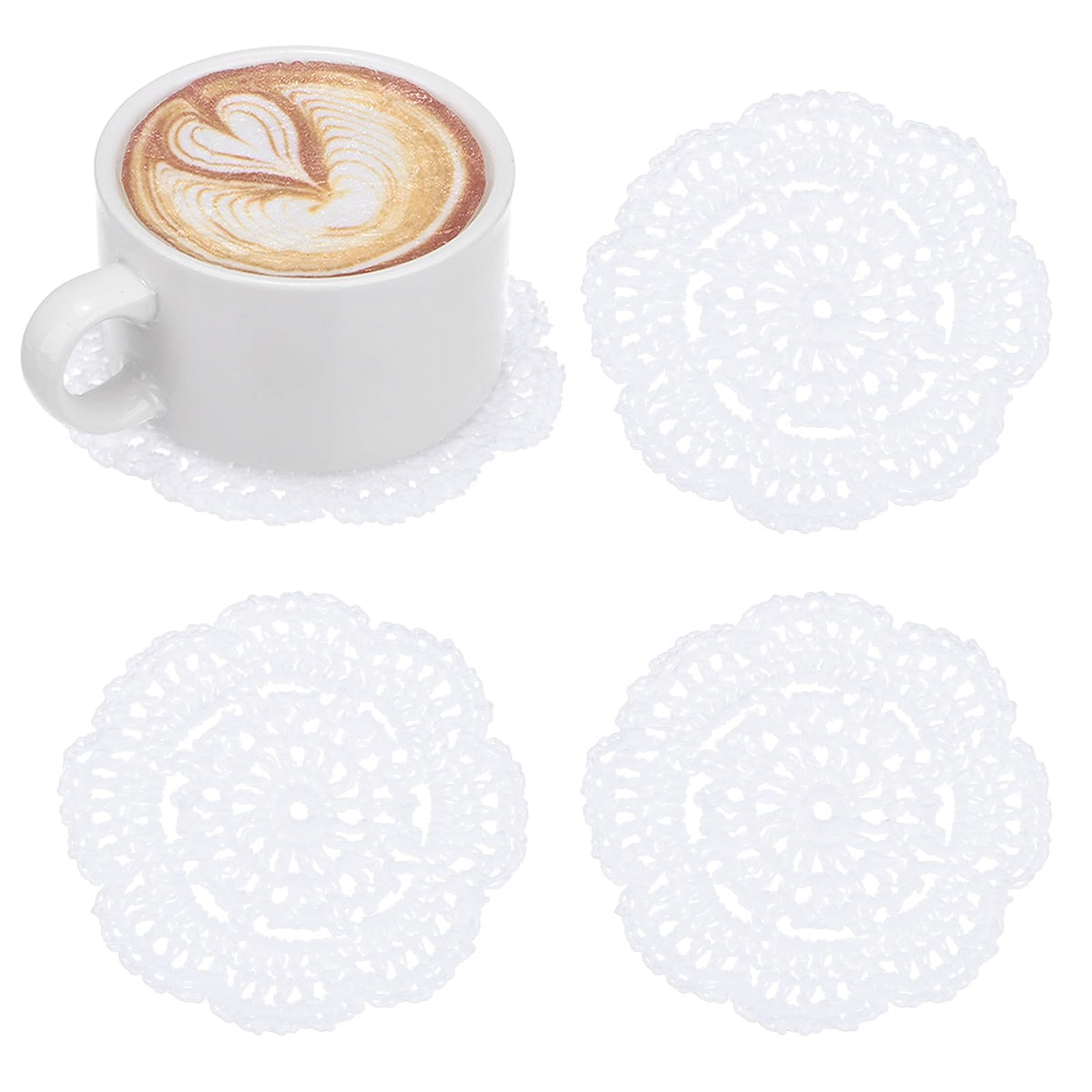 M METERXITY 8pcs Handmade Crochet Coasters 4"/10cm Round Light Pink