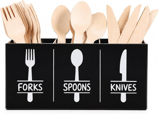 Acrylic Cutlery Storage Organizer, Black Silverware Holder Countertops