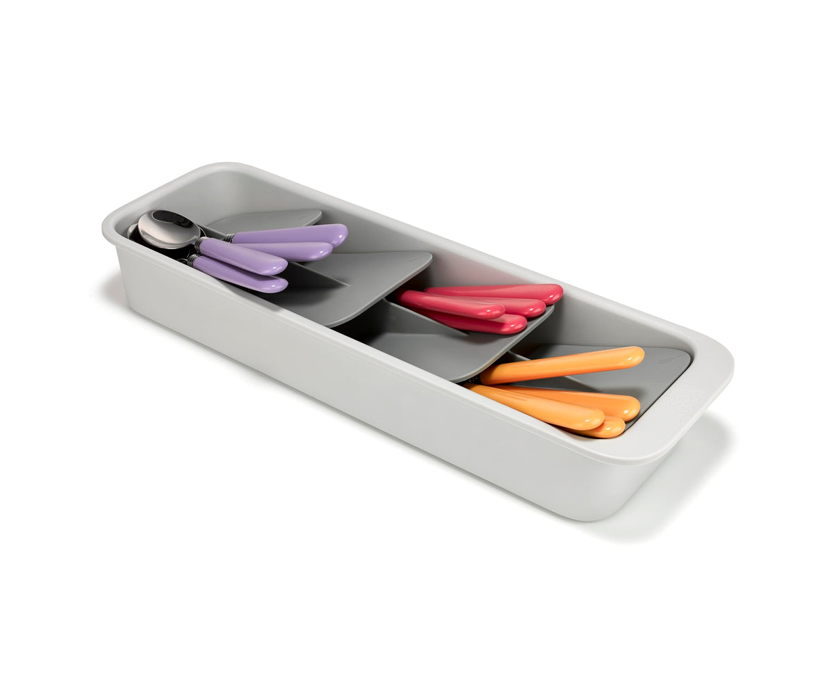 Joseph Joseph DrawerStore Compact Utensil Organizer For Kitchen Drawer Silverware, Flatware Tray, Small, Grey
