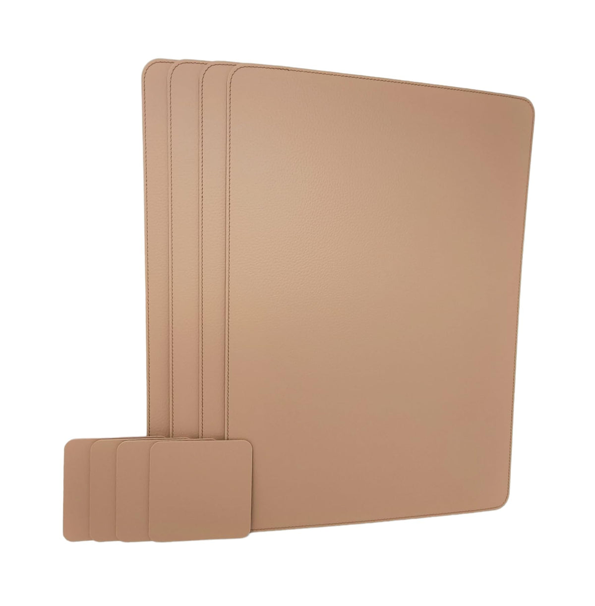 Nikalaz Set of Small Black 4 Placemats and 4 Coasters Made of Recycled Leather, Place Mats (15.7'' x 11.8'' and Coasters 3.9'' x 3.9'', Black)