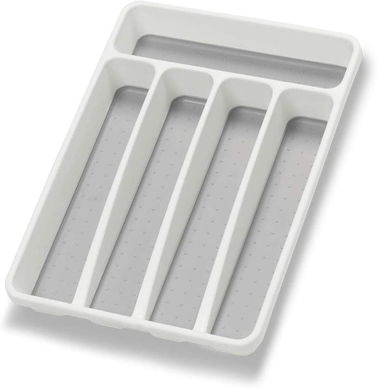 Loyareal Silverware Organizer Utenisl Organizer Holder Kitchen Drawer Organizer Plastic Silverware Tray for Drawer Flatware Organizer 5 Compartment White