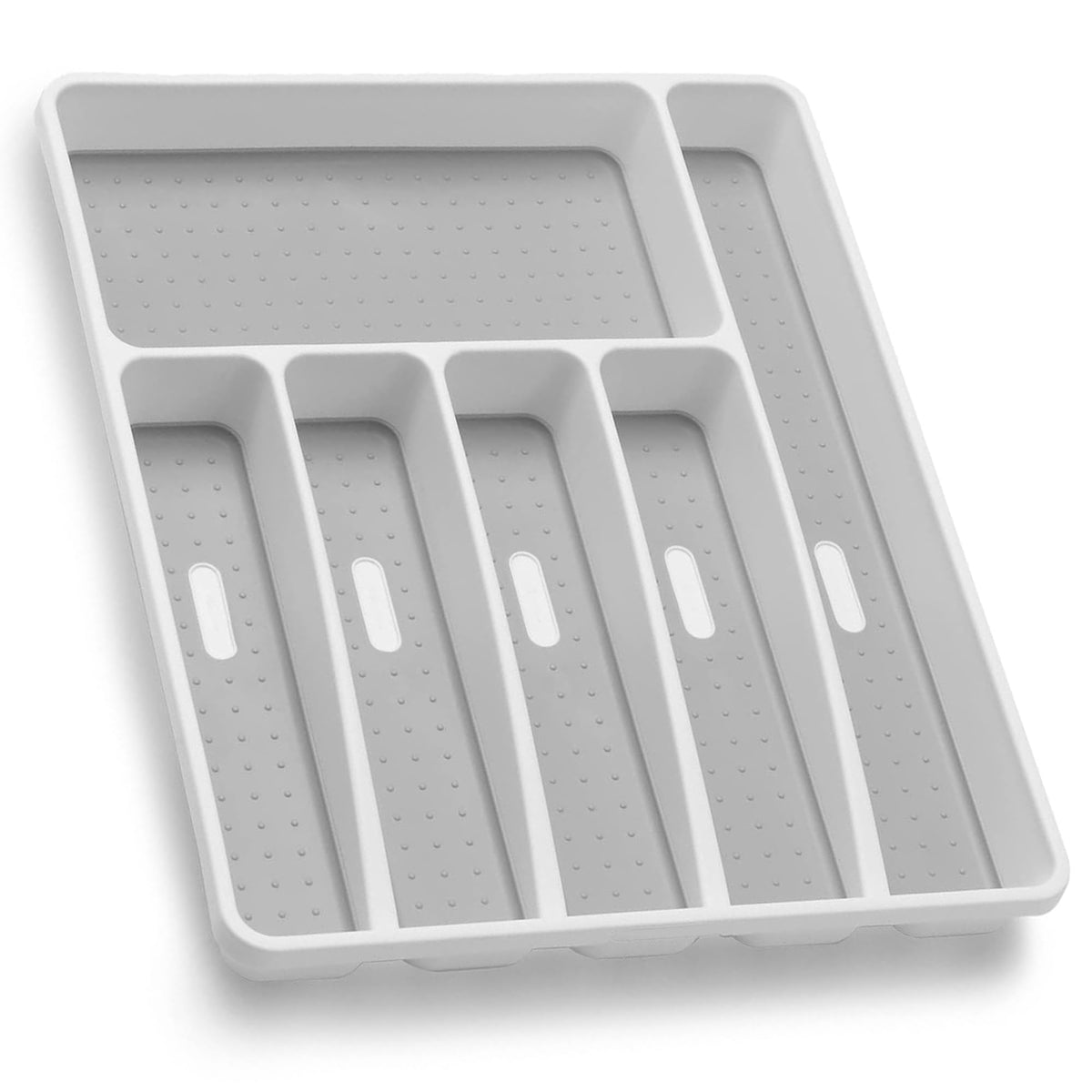 Loyareal Silverware Organizer Utenisl Organizer Holder Kitchen Drawer Organizer Plastic Silverware Tray for Drawer Flatware Organizer 5 Compartment White