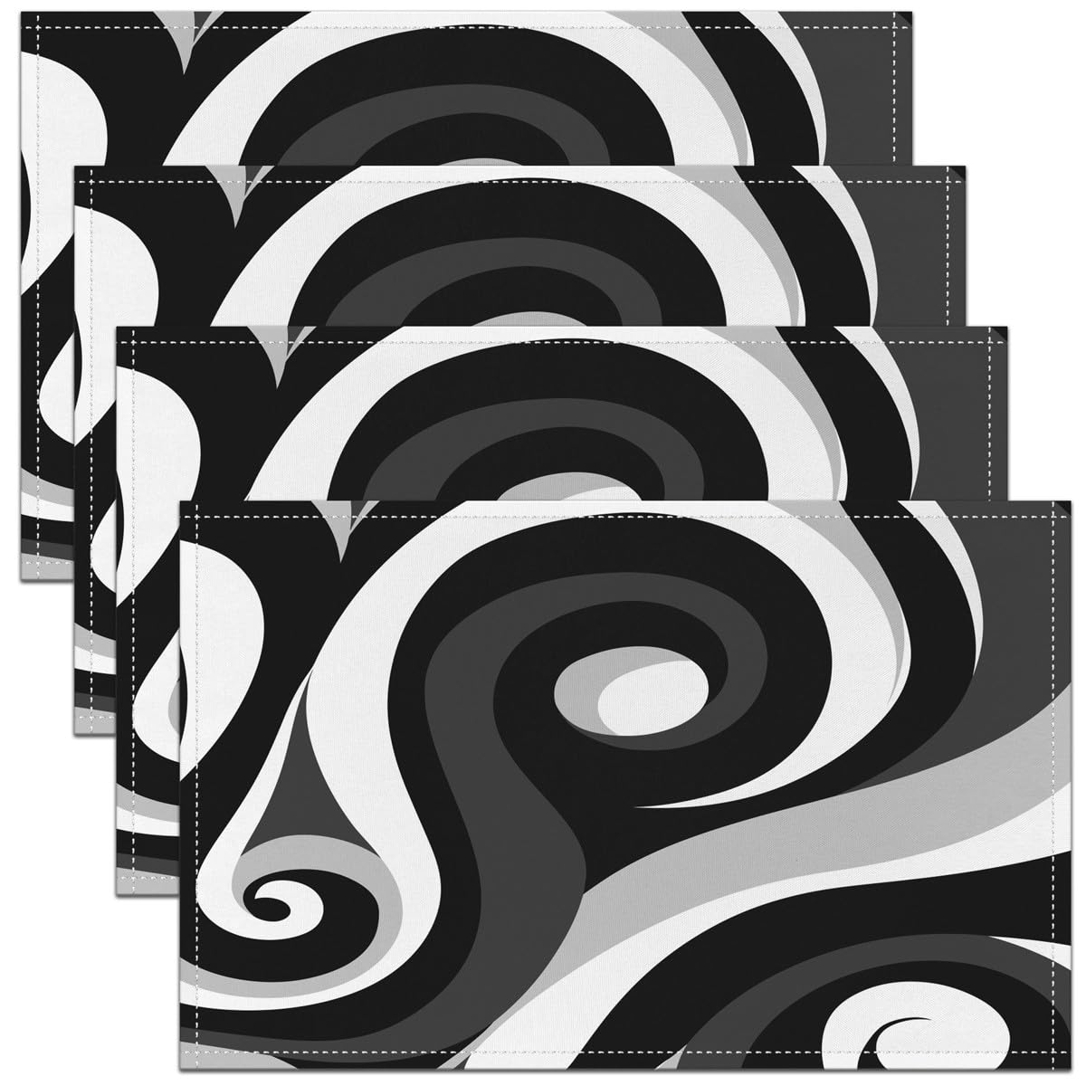 3D Abstract Design Place Mats Red Black Gray White Irregular Pattern Placemats for Teens Adults Men Modern Simple Style Kitchen Mats for Dining Table Set of 4 12x18 Inch