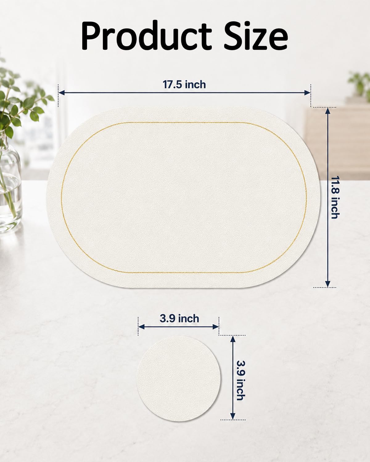 Placemats Set of 4, 12x17 Inch Wipeable Waterproof Heat-Resistant Place Mat
