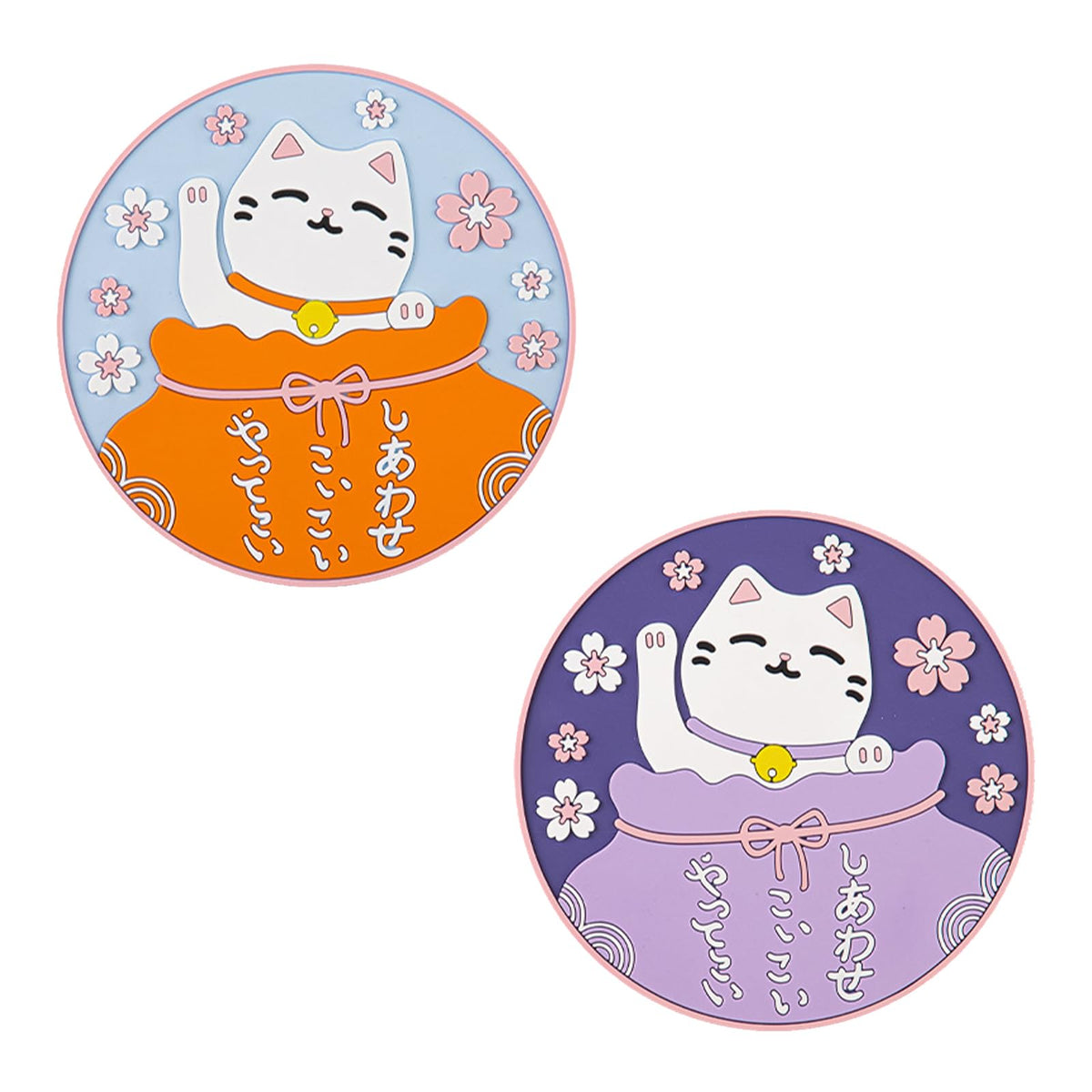Sakura Coffee Cup Mat Kawaii Coaster 2PCS Cute Cherry Blossom PVC Home Tea Mug Pink Flower Pattern Anti-Skid Pot Bowl Pad Placemat for Desk Drink Table Decor Kawaii Accessories(Large)