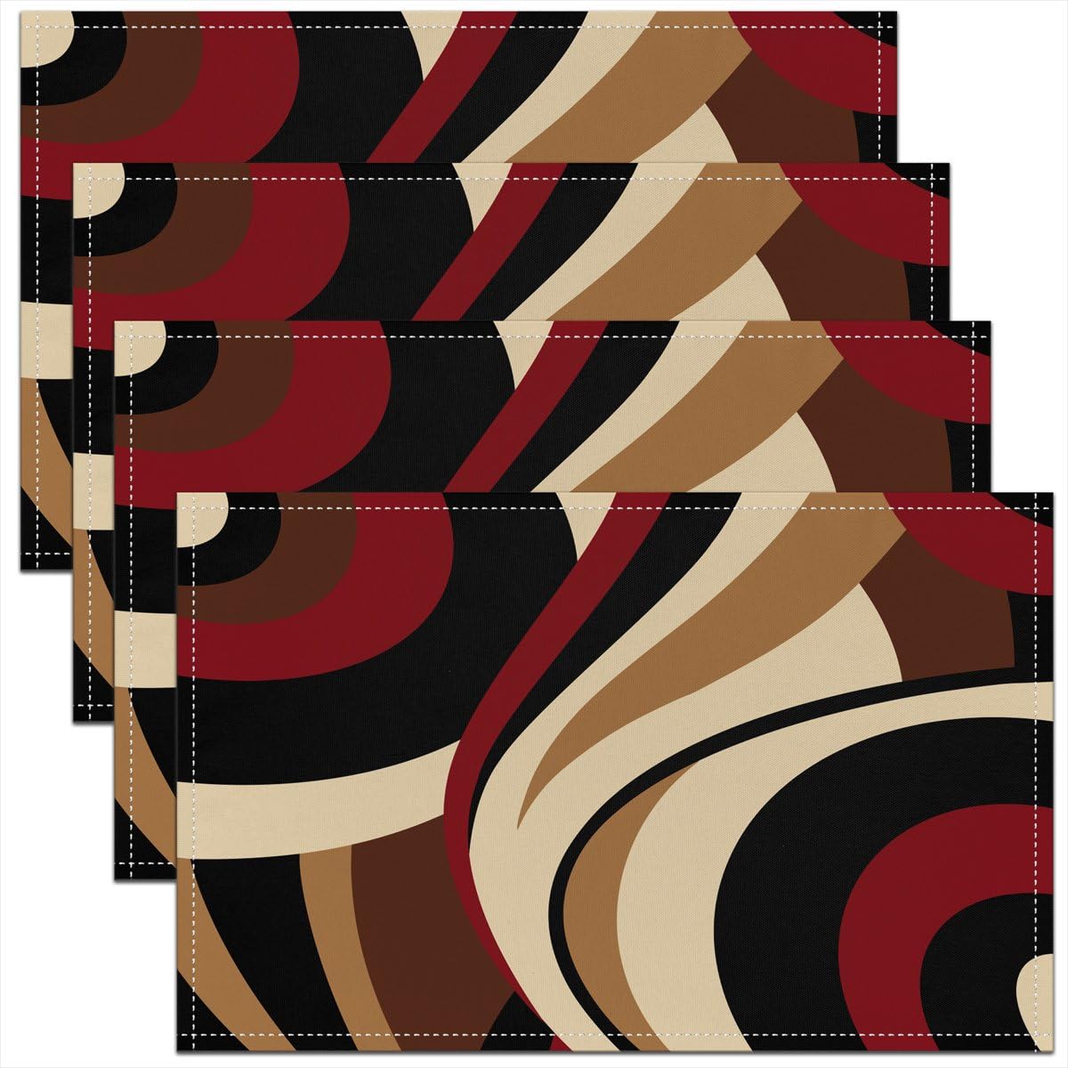 3D Abstract Design Place Mats Red Black Gray White Irregular Pattern Placemats for Teens Adults Men Modern Simple Style Kitchen Mats for Dining Table Set of 4 12x18 Inch