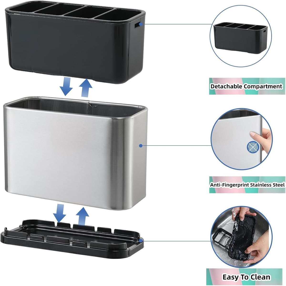 LIBODOUR Utensil Holder,Kitchen Silverware Holder for Countertop