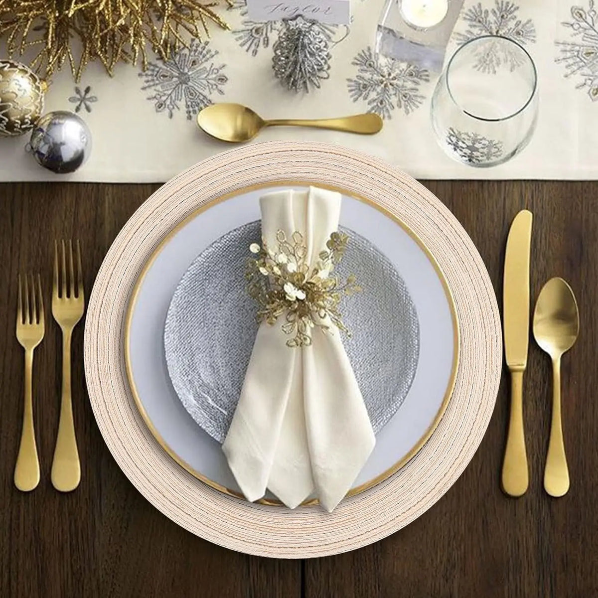 Round Placemat, 6 Counts/set Braided Placemat, Woven Table Placemat, Decorative Placemat for Dining Table Holiday Party, Kitchen Gadgets