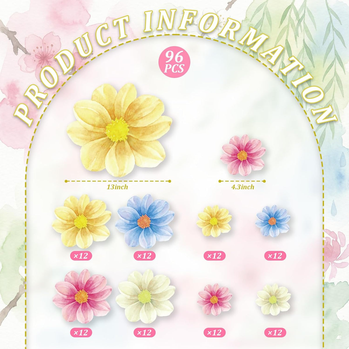 Qinyoung 96 Pcs Floral Paper Placemats and Coasters Set Disposable
