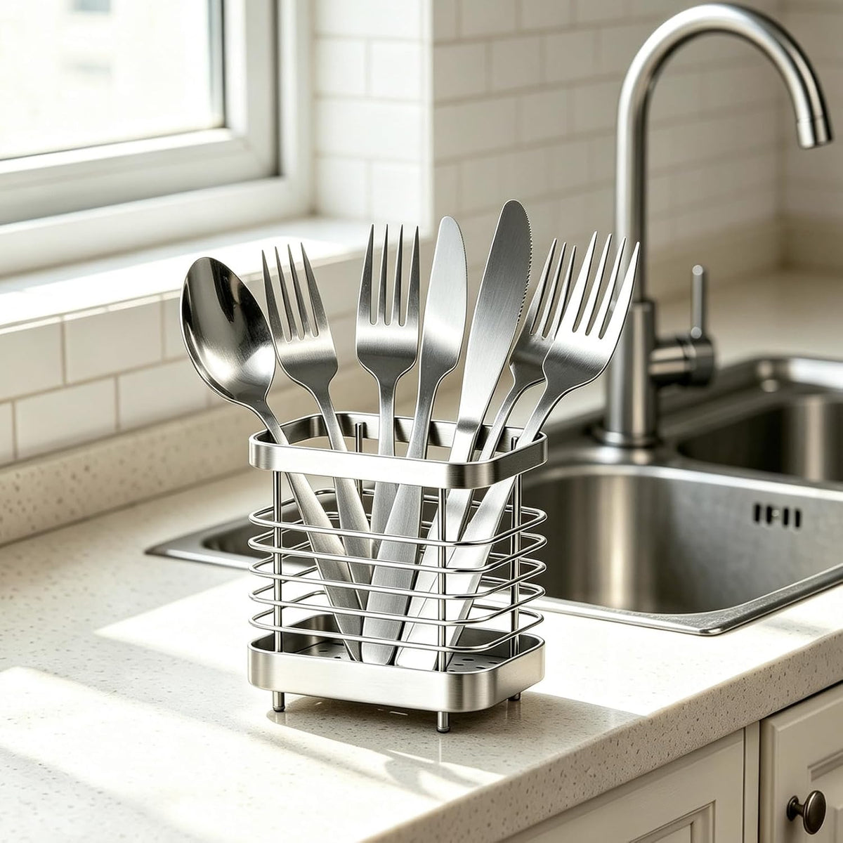 Utensil Holder, Stainless Steel Utensil Drying Rack for Kitchen Counter