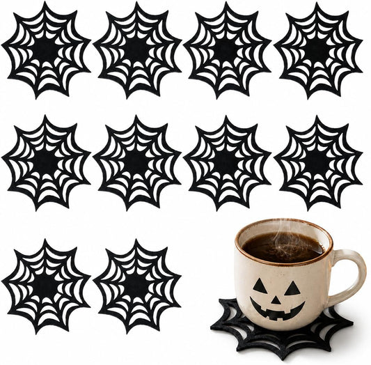 VOSAREA 10pcs Halloween Spider Web Coasters Placemat Decorative Table Placemats Doilies Halloween Decorarion Supplies