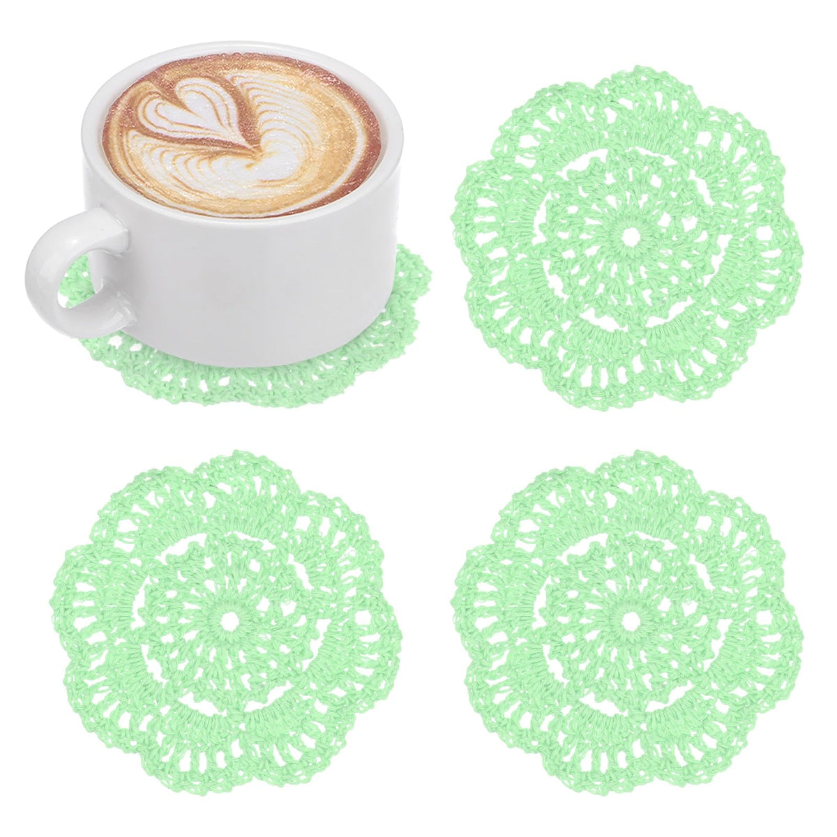 M METERXITY 8pcs Handmade Crochet Coasters 4"/10cm Round Light Pink