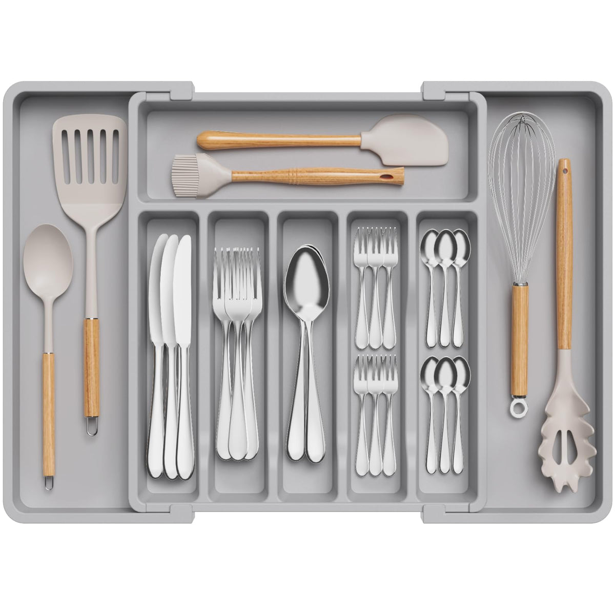 Lifewit Extra Large Silverware Drawer Organizer, Expandable Utensil Tray