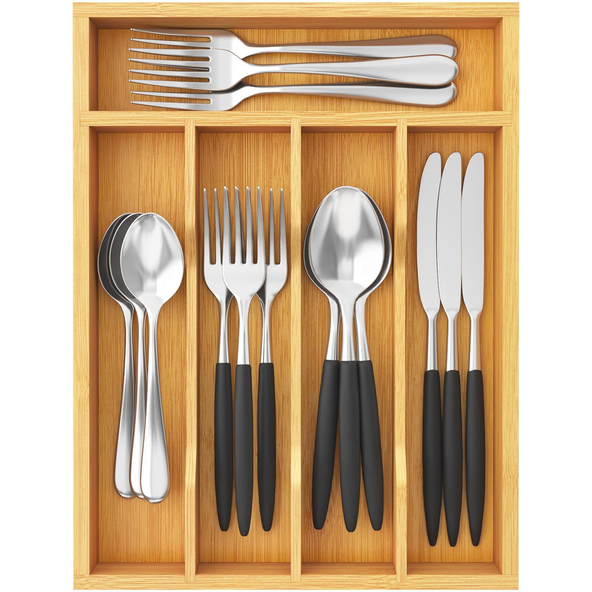 Lifewit Bamboo Silverware Tray for Drawer, 6.7 x 12